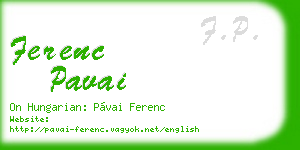ferenc pavai business card
